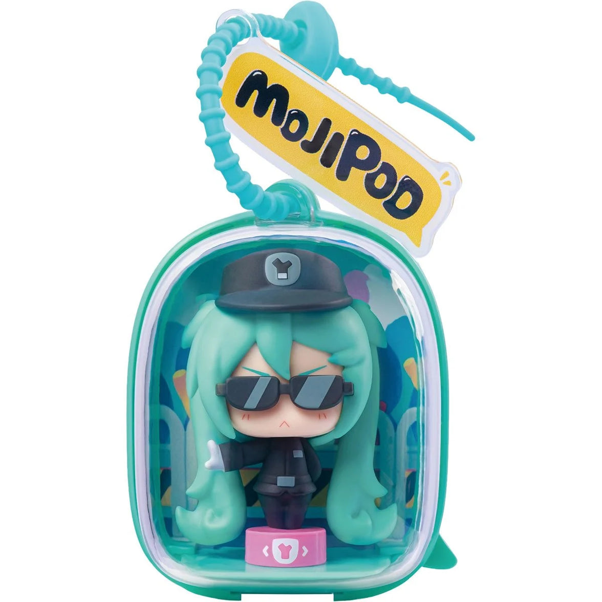 Hatsune Miku Blokees Mojipod Model Kit Diverse Music Festival Case of 6 featuring turquoise Miku figure in teal case