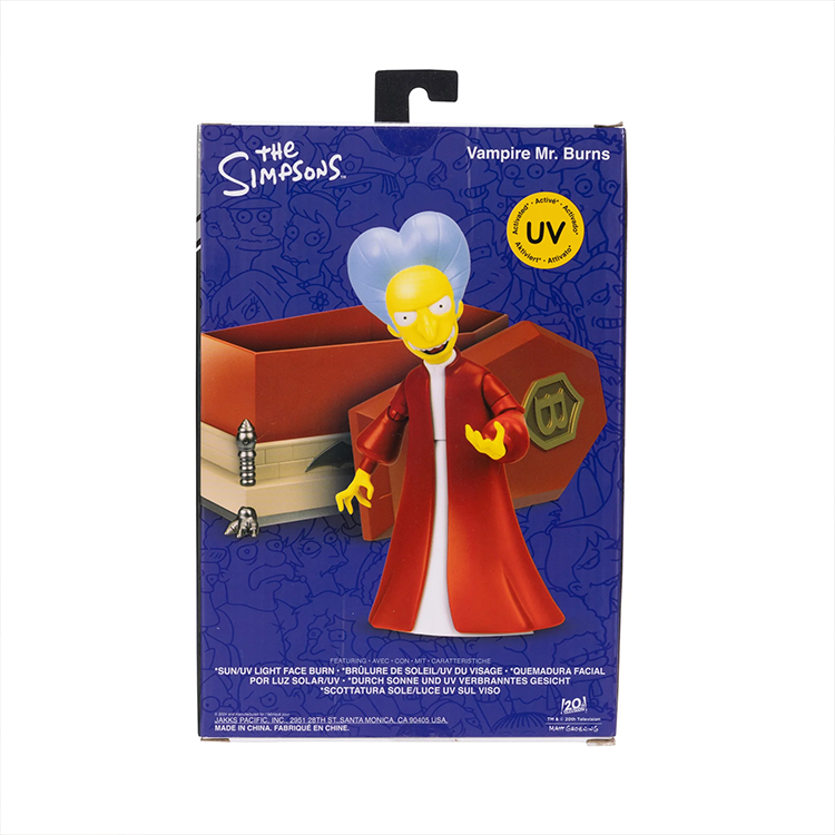Jakks Pacific The Simpsons Vampire Mr. Burns 5-inch action figure with UV color-changing feature in packaging