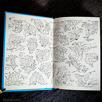 White multi-scene illustrated endpapers from the 1969 Hardy Boys book The Twisted Claw blue spine edition