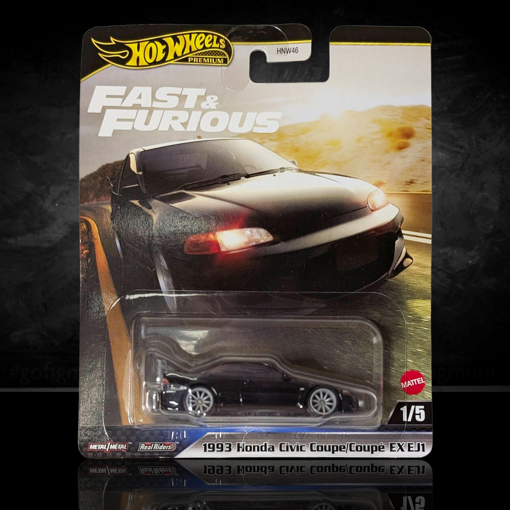 Hot Wheels Premium: 1993 Honda Civic Coupe EX EJI Fast and Furious Diecast Car