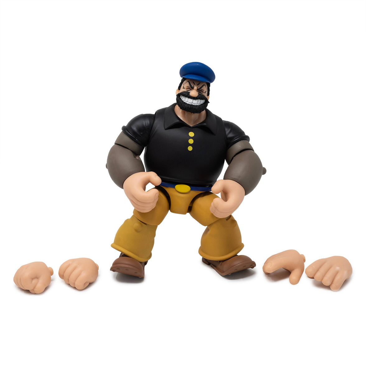 Boss Fight Studio Llc Bluto Popeye Classics figure in black shirt, brown pants, blue cap with extra interchangeable hands on white background