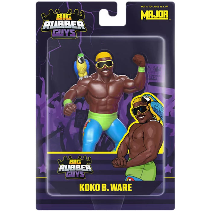 Koko B. Ware Major Big Rubber Guys 1:9 Scale 8-Inch Posed Wrestling Figure by Major with bright blue and green attire