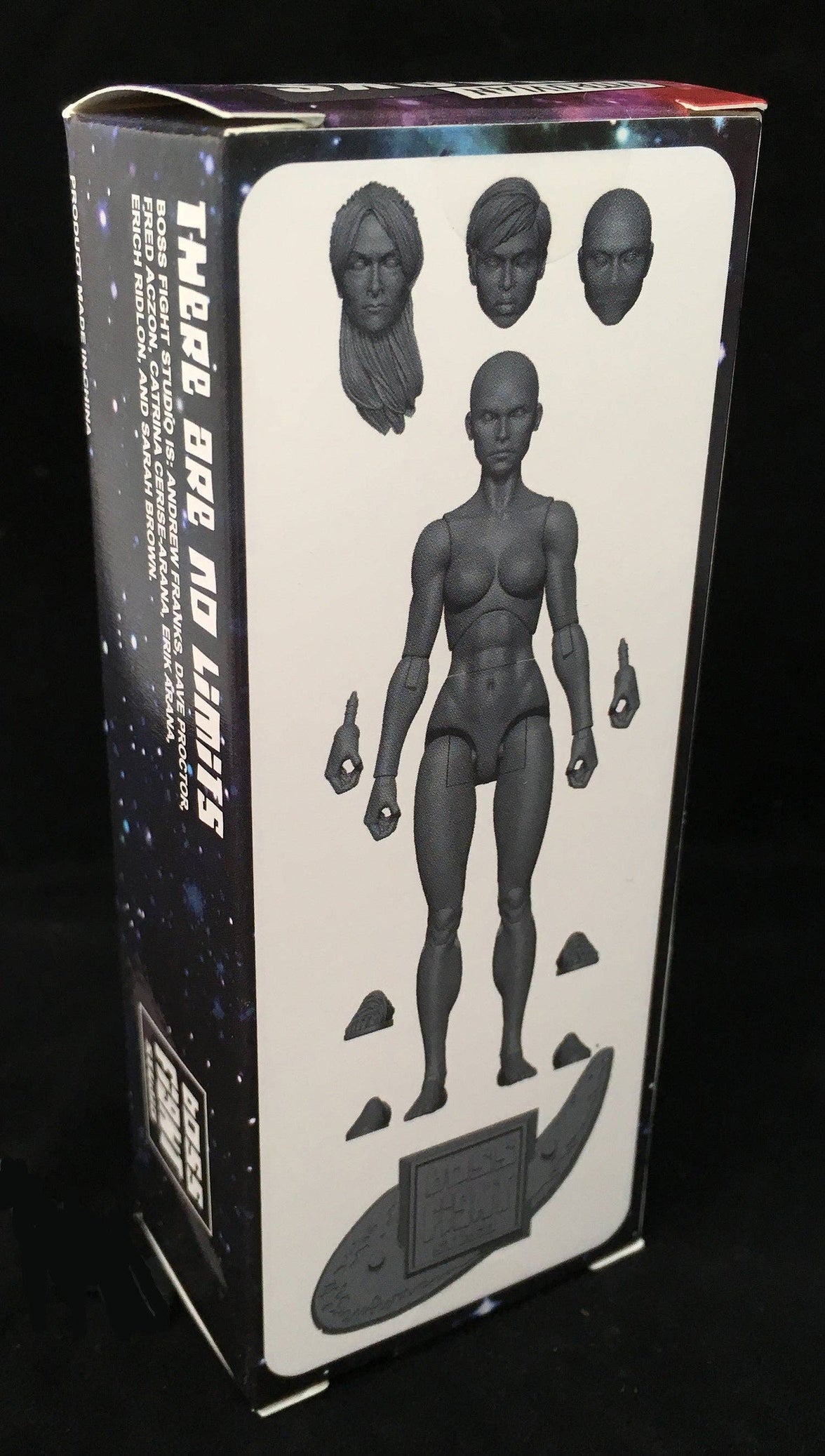 Boss Fight Studio Llc 1:18 scale female blank action figure with multiple interchangeable heads and hands in packaging