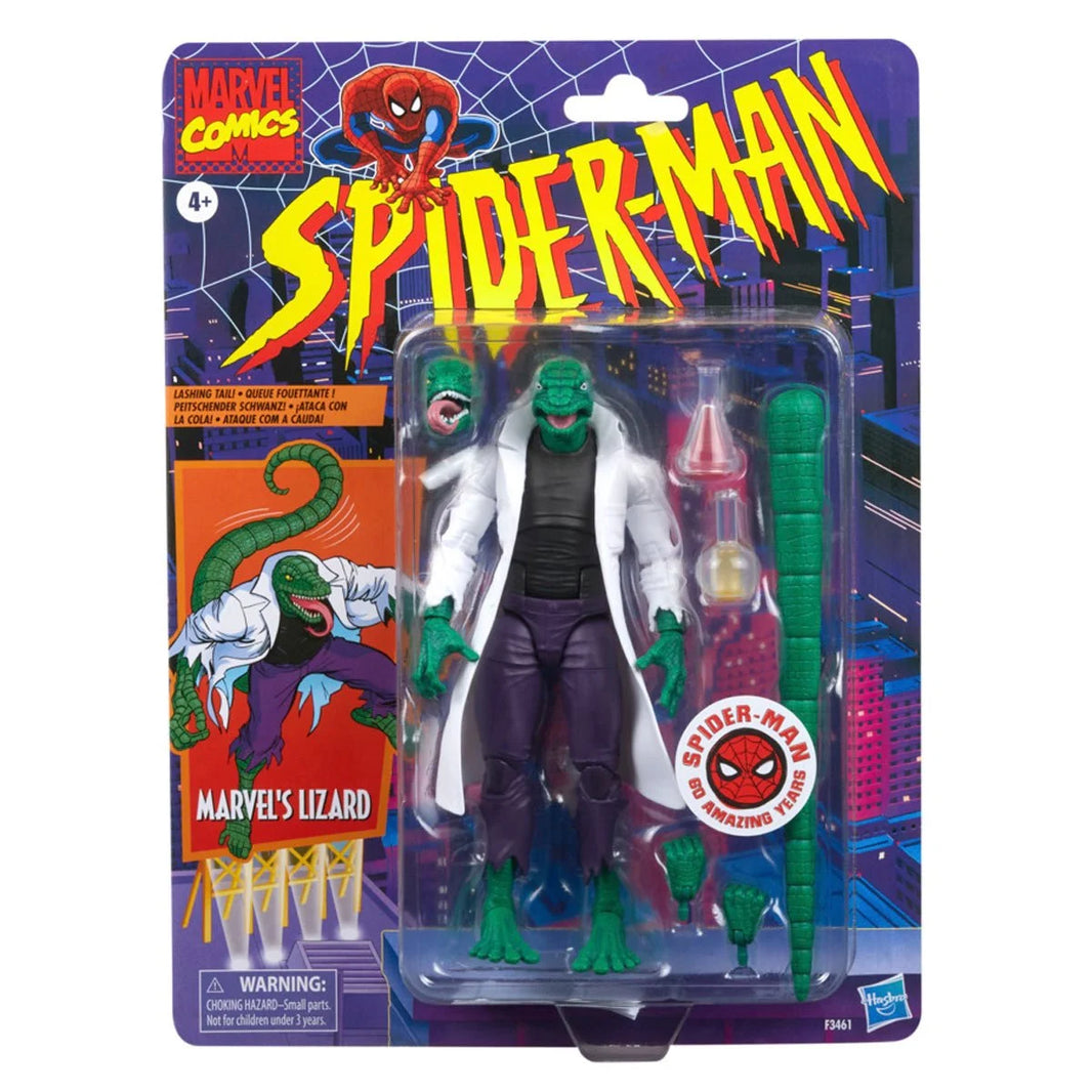 Marvel's Lizard Spider-Man Marvel Legends Retro Cardback Action Figure by Hasbro 6 Inch packaged figure