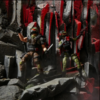 Hasbro GI Joe Classified Series 6-inch Night Force Vincent "Falcon" Falcone and Quarrel action figures posed on rocky terrain