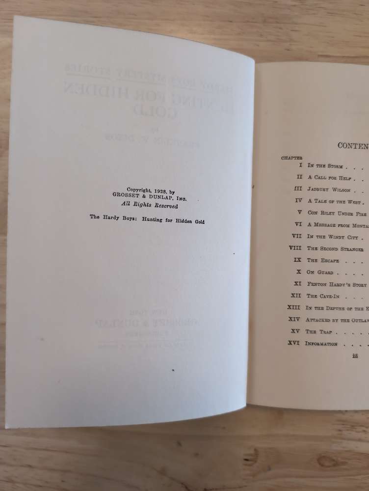 05 Hunting for Hidden Gold (1928):  Vintage Hardy Boys Book Brown Back image 3