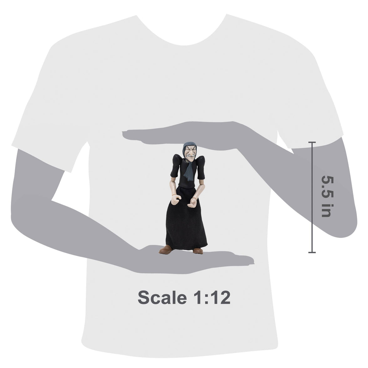 Boss Fight Studio Llc Sea Hag Popeye Classics figure in black dress with blue scarf shown held for size comparison