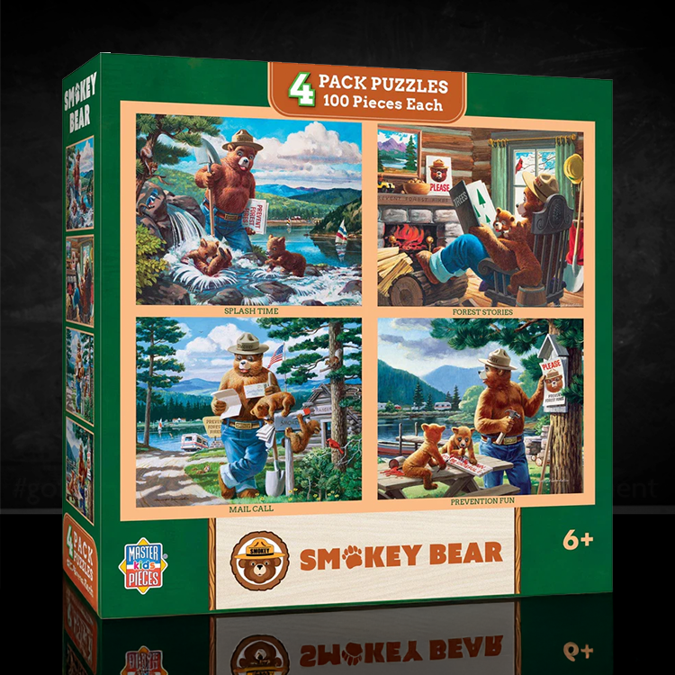 Smokey Bear 4 Pack Jigsaw Puzzles Master Pieces 100 Pieces Each image 0