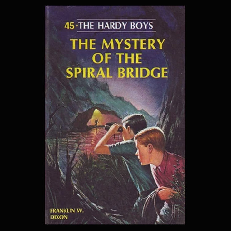 45 The Mystery of the Spiral Bridge (1966-YN):  Vintage Hardy Boys Book Back image 0