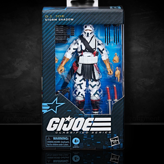 G.I. Joe Classified Series 6-inch Storm Shadow action figure in white ninja outfit with weapons by Hasbro in packaging