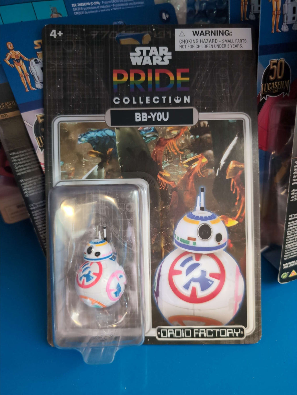 BB-YOU Star Wars Action Figure Pride Collection Droid in white and blue, collectible item by Disney.