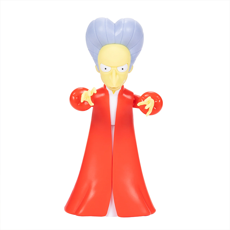Jakks Pacific Vampire Mr. Burns 5-inch Simpsons action figure in red cloak with exaggerated hands and blue hair
