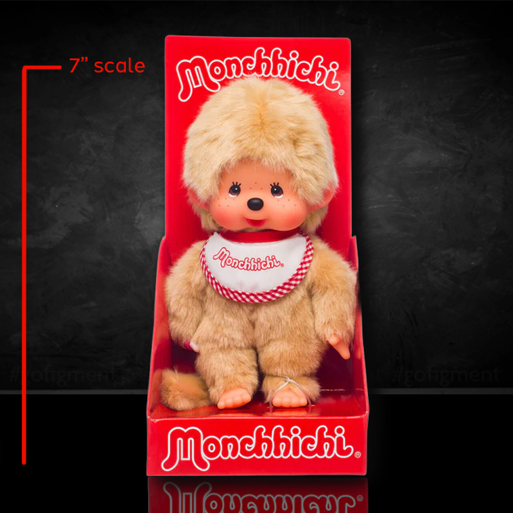 Monchhichi Beige 7" Plush Toy - Classic Collectible Thumb-Sucking Monkey image 0