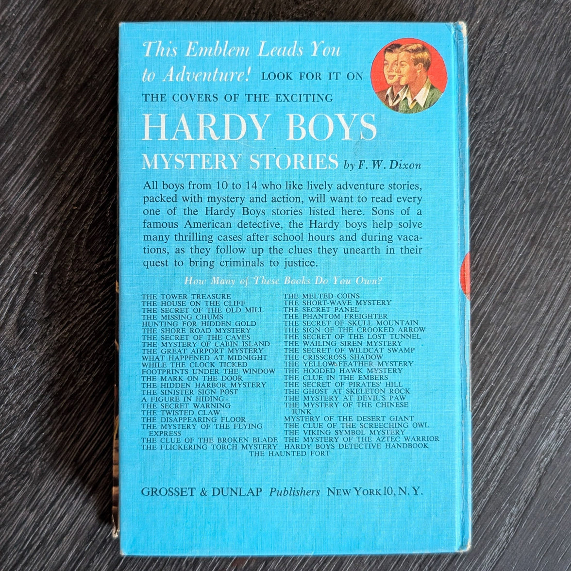 34 The Hooded Hawk Mystery (1954):  Hardy Boys Book (Brown) Blue-Back image 2