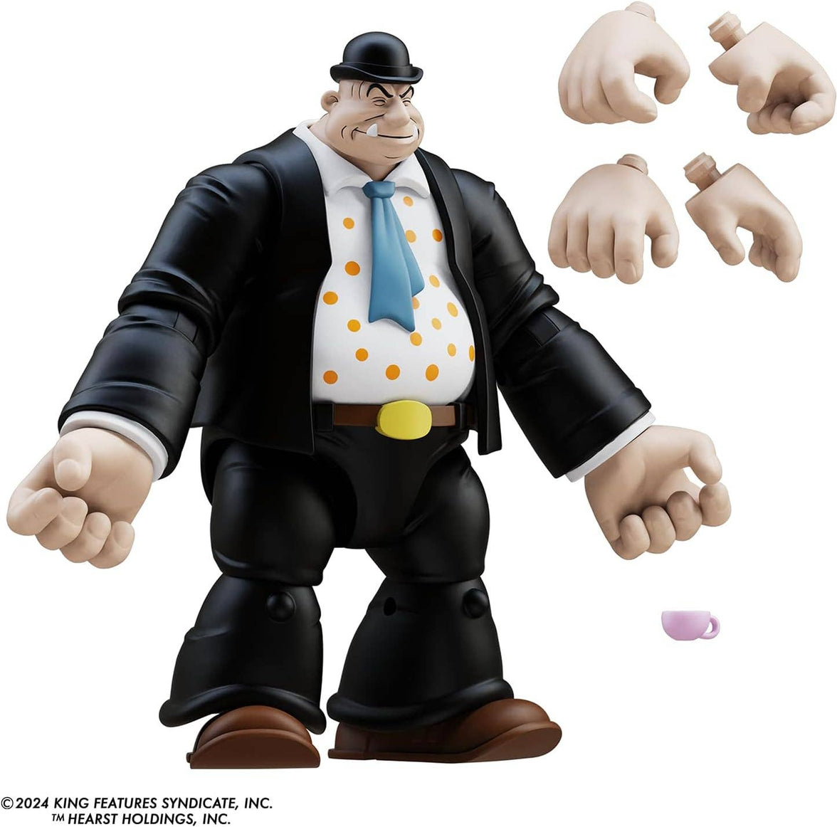 Boss Fight Studio Llc Toar Popeye Classics figure in black suit with blue tie holding pink teacup and extra hands accessories