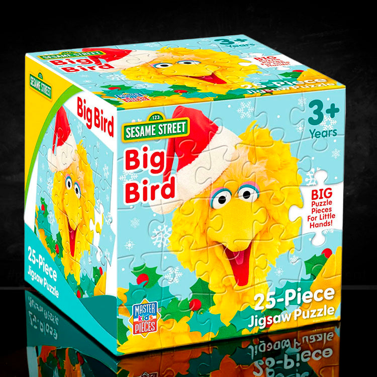 Master Pieces Sesame Street Big Bird 25-piece Christmas jigsaw puzzle for ages 3 and up in festive packaging