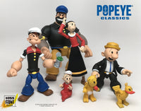 Boss Fight Studio Llc Popeye Classics figures including Popeye, Olive Oyl, Brutus, Castor Oyl, and pet characters on white backdrop