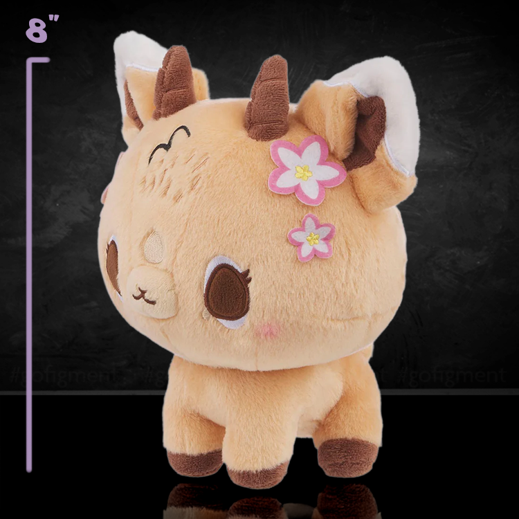 Birduyen Desert Rose Antelope plush 8 inch tall with floral accents and soft tan fur on black background