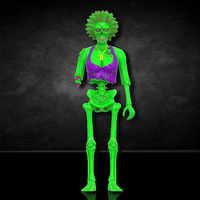 Super7 Blacklight Female Zombie action figure from Return of the Living Dead with glowing green skeleton and torn purple top