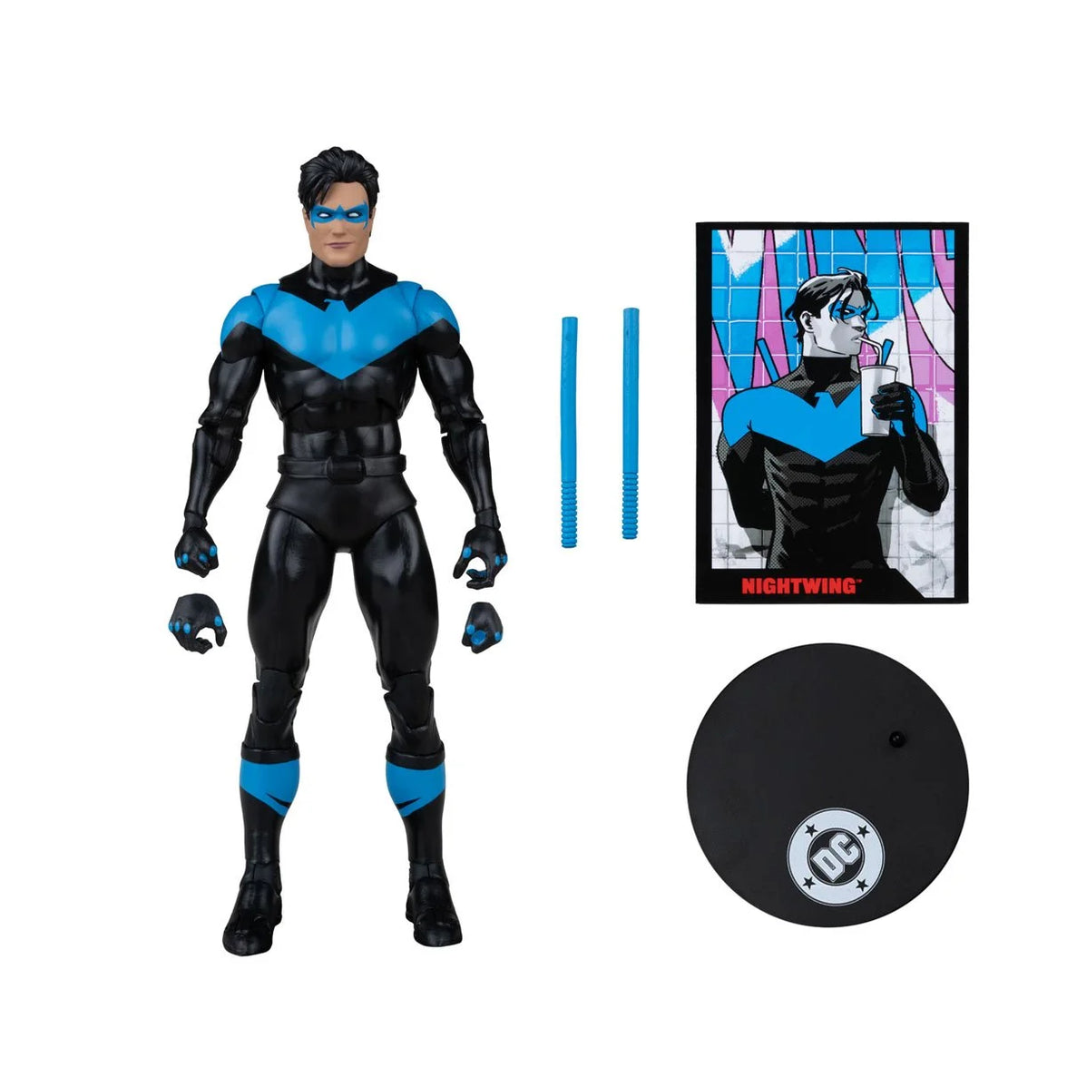 Nightwing 7.16" DC Direct Action Figure Page Punchers Wave 14 with alternate hands, escrima sticks, card, and stand