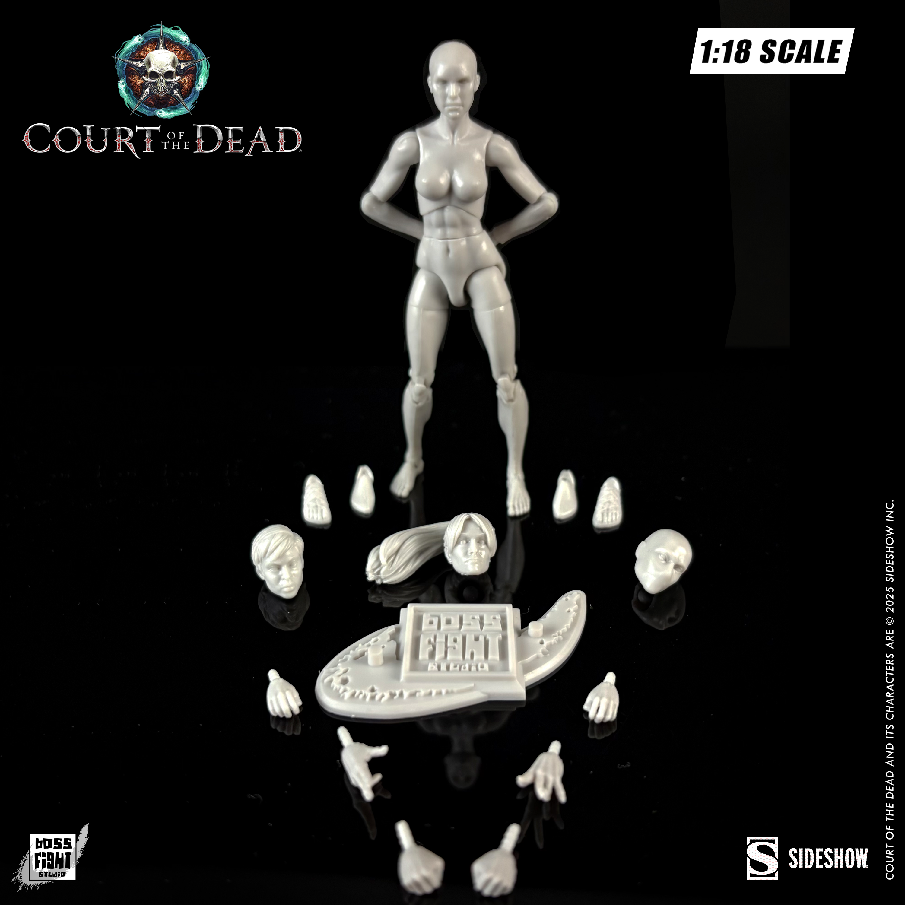 Boss Fight Studio Llc Immortal Ivory female blank action figure 1:18 scale with interchangeable heads and hands on black background