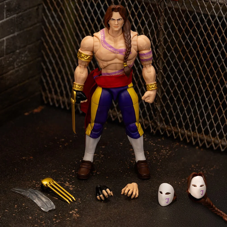 Jada Toys Ultra Street Fighter II Vega 6-inch action figure with accessories and two mask options displayed