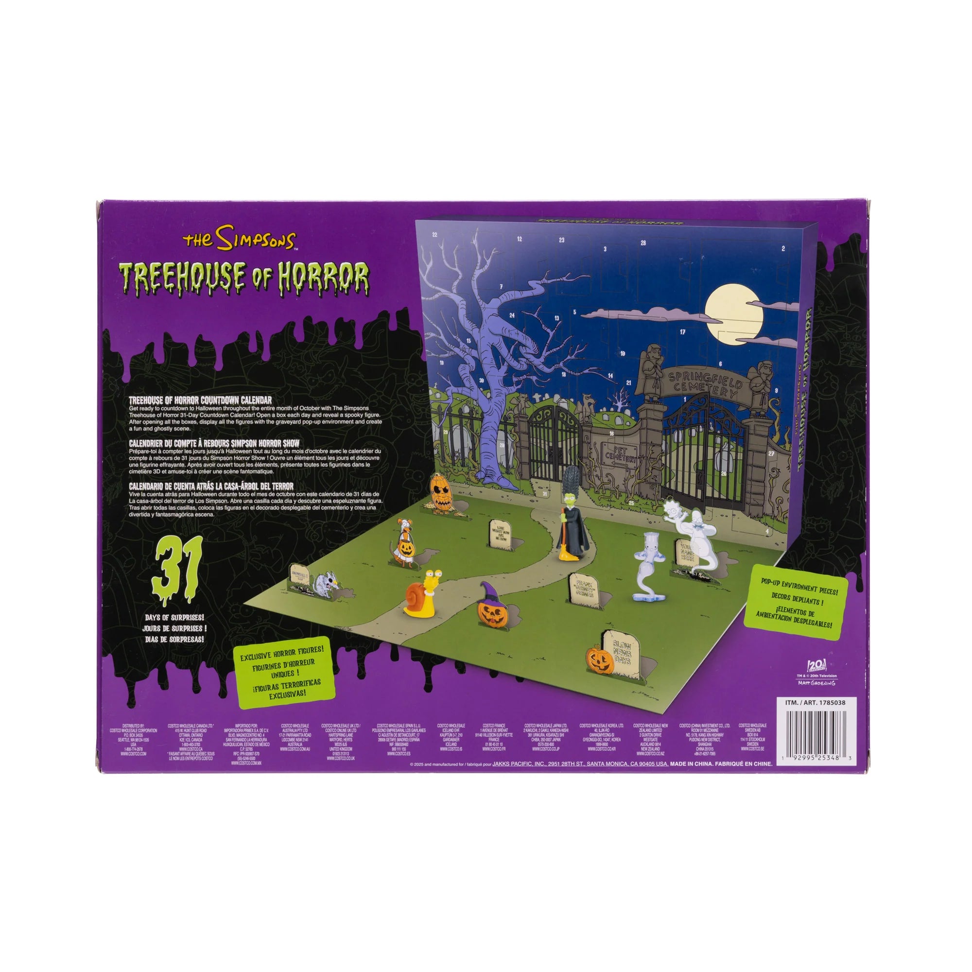 Back packaging for The Simpsons Treehouse of Horror 1.5" JAKKS Pacific 31-Day Advent Calendar