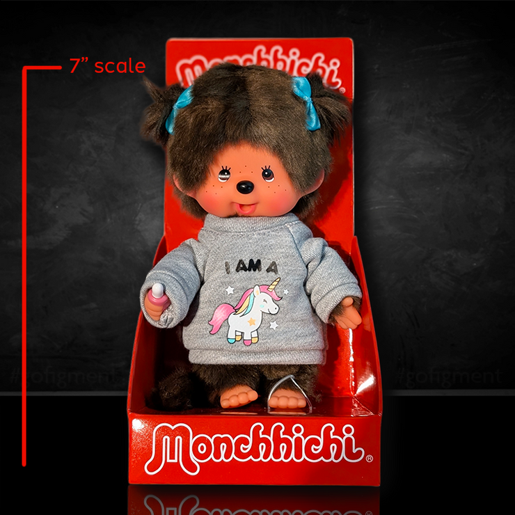 Monchhichi Girl Unicorn 7" Plush Toy - Classic Collectible Thumb-Sucking Monkey image 0