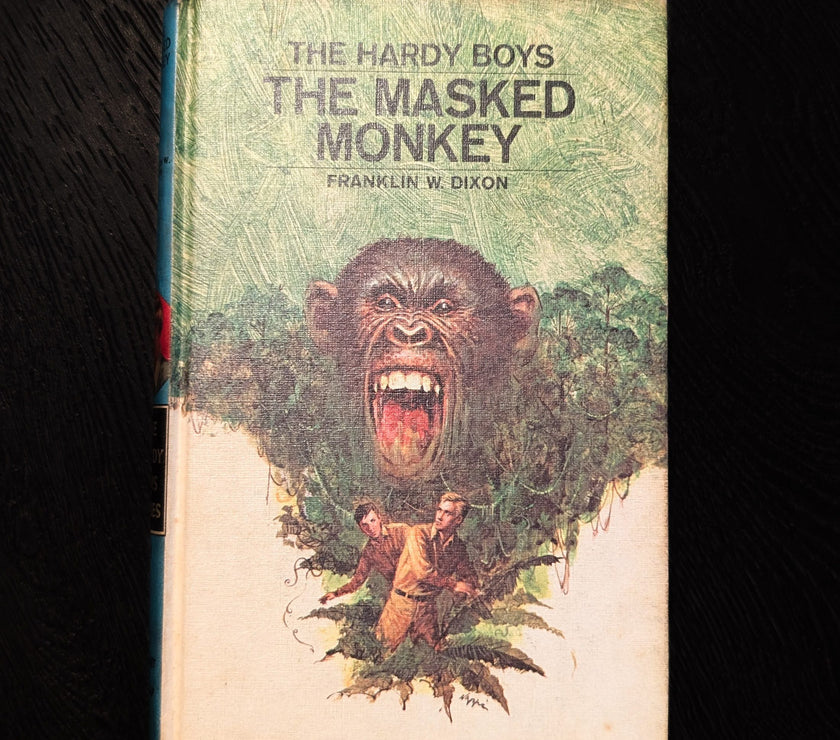 51 Masked Monkey (1972) Vintage Hardy Boys Book Blue-Back image 0