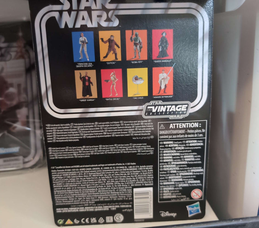 Star Wars The Child Star Wars Vintage Collection Action Figure with pram packaging back view Hasbro