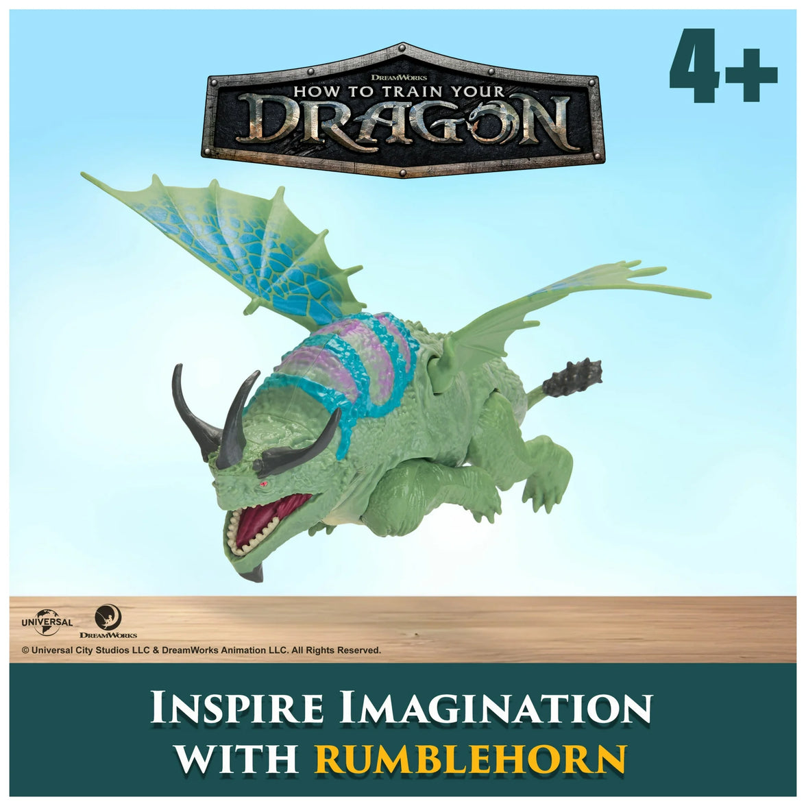 How to Train Your Dragon Rumblehorn action figure by Spin Master for ages 4 and up with detailed wings and horns
