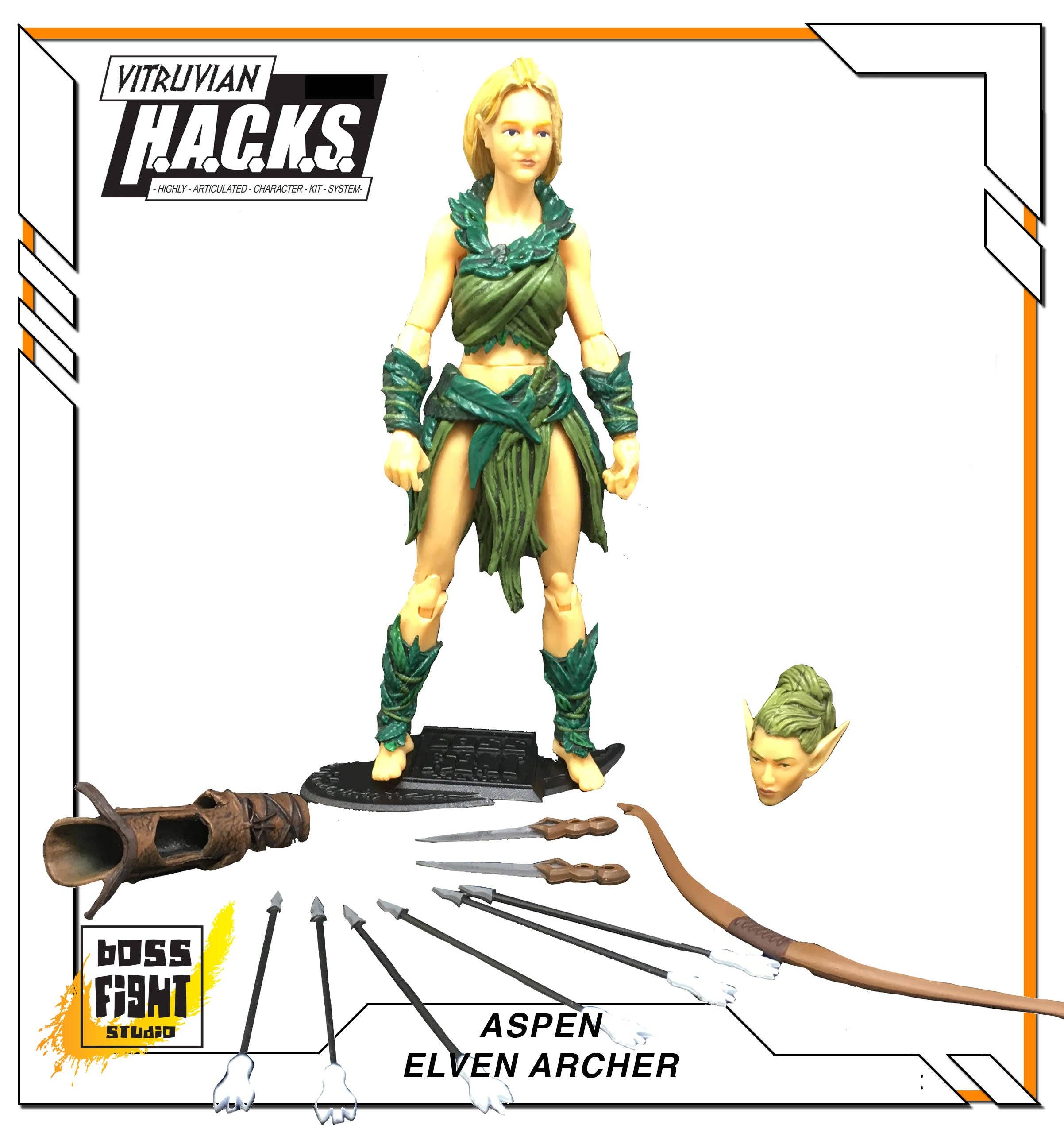 Aspen Spring Branch Elven Archer Vitruvian H.A.C.K.S. Action Figure1:18 Scale