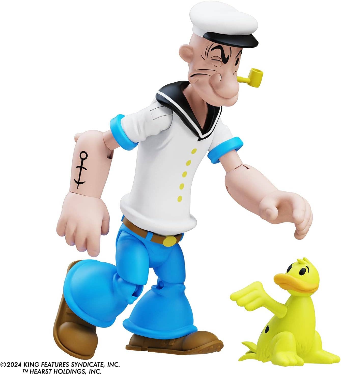 Boss Fight Studio Llc Popeye first appearance figure in white sailor outfit with pipe and yellow bird companion in walking pose