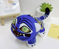 K-Wonderland K-Pop Hunters plush tiger keyring in vivid blue with detailed stripes and expressive green embroidered eyes