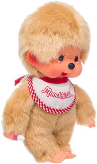 Sekiguchi Monchhichi Beige Fur 8" Monkey Plush BUNDLE - NWT Boy & Girl