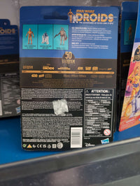 Boba Fett Star Wars Droids Action Figure 50th Anniversary packaging back view by Hasbro