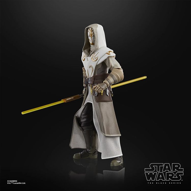 Hasbro Star Wars Black Series Jedi Temple Guard 6-inch action figure with double yellow lightsaber on black background