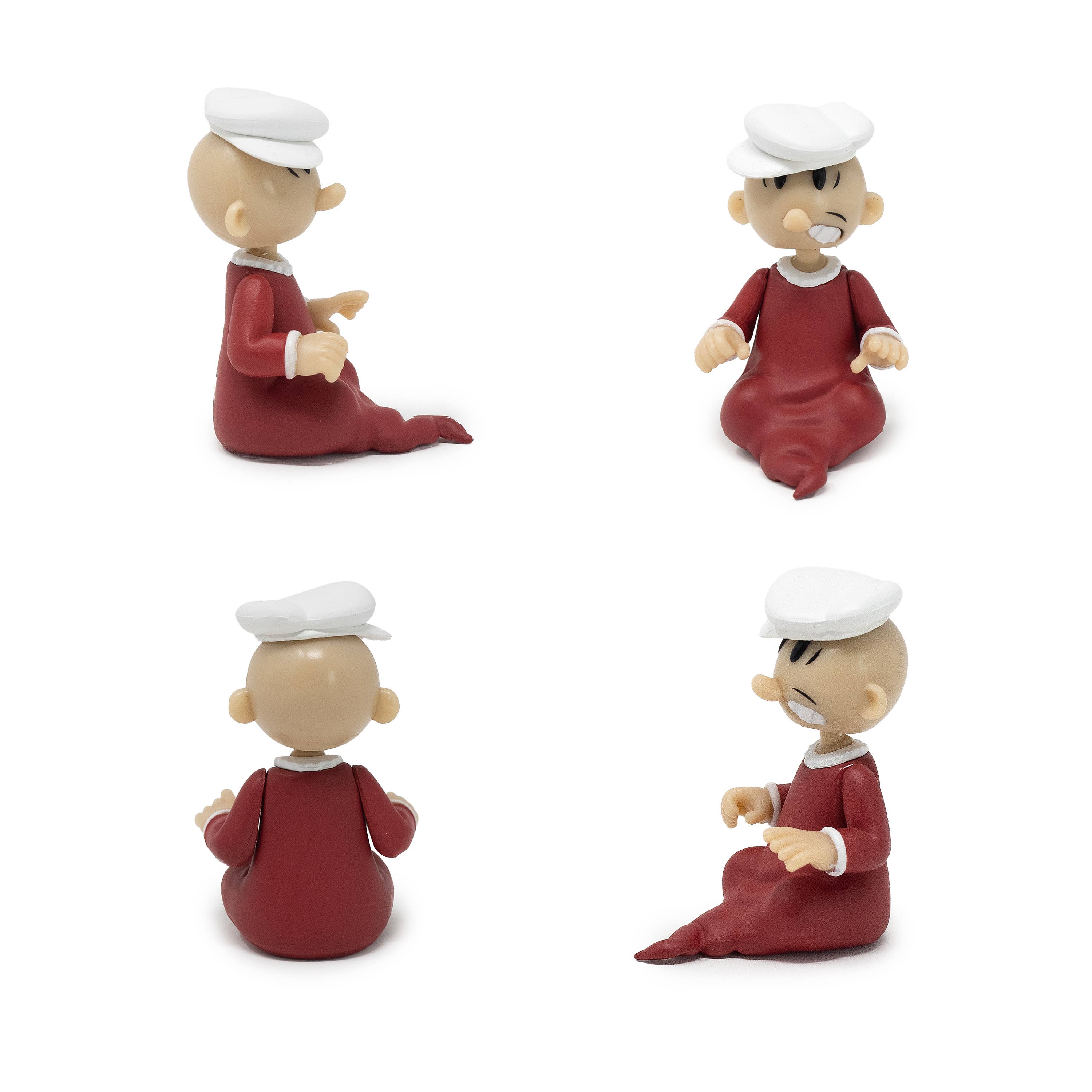 Boss Fight Studio Llc Popeye figure in red outfit and white hat shown from multiple angles on white background