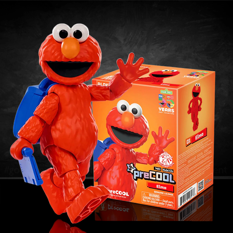 Elmo Sesame Street Blokees mini model with removable backpack and articulated limbs, part of the lot of 3 by Blokees