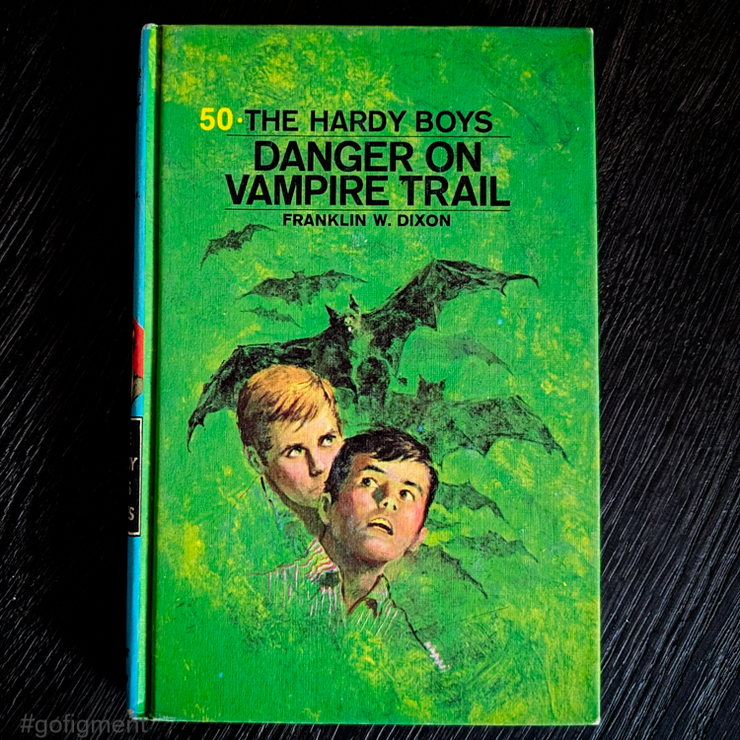 50 Danger on Vampire Trail (1971-YN):  Vintage Hardy Boys Book Blue-Back image 0