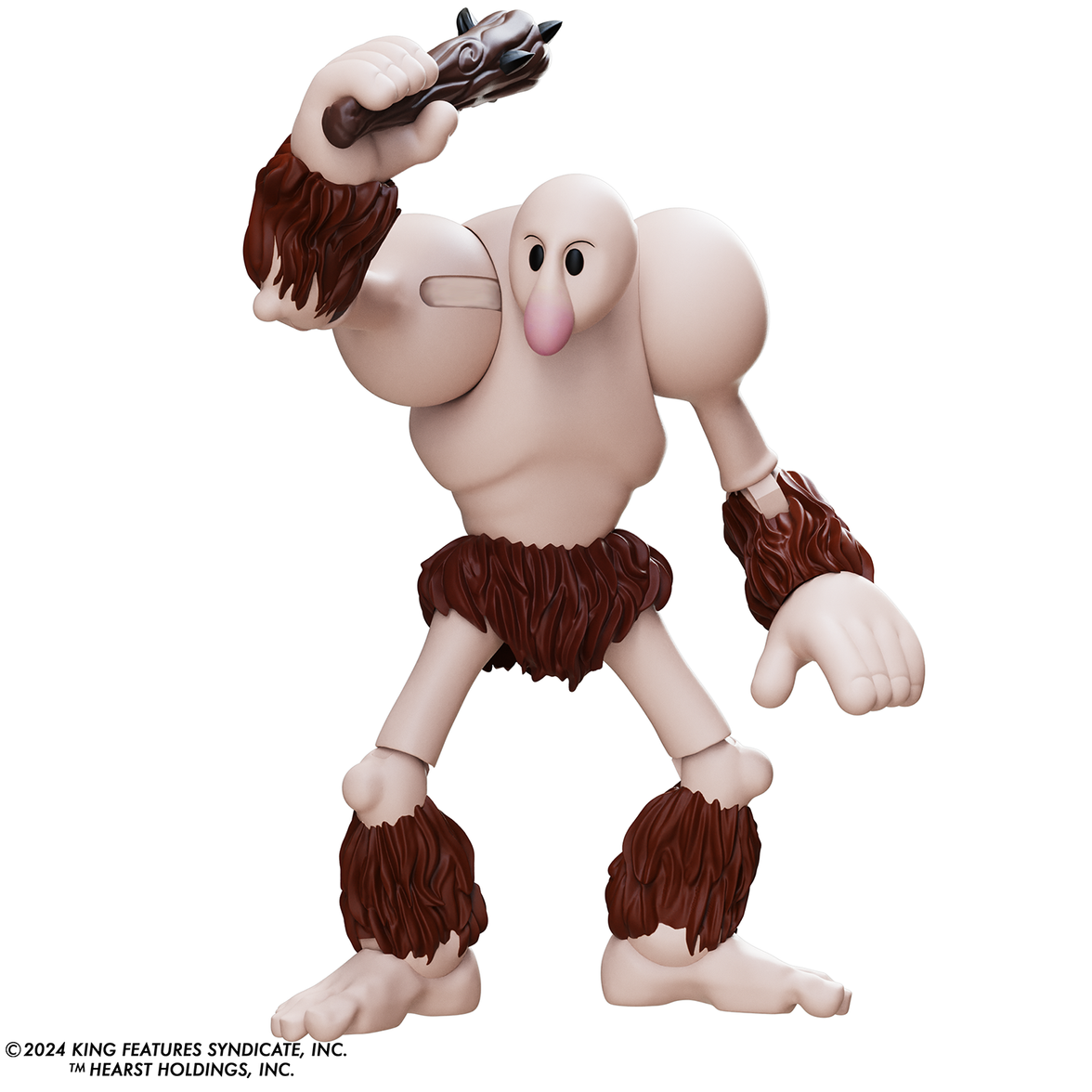 Boss Fight Studio Llc The Goon Popeye Classics figure with club raised and brown fur accents on wrists, waist, and ankles on white background