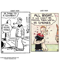 Boss Fight Studio Llc Popeye first appearance figure in white shirt blue pants with pipe and sailor hat in vintage comic style panels