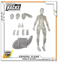 Boss Fight Studio Llc crystal clear female blank Vitruvian H.A.C.K.S. 1:18 scale figure with interchangeable heads and hands in packaging