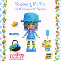 Boss Fight Studio Llc Blueberry Muffin figure with blue hat, dress, green striped socks, mouse, basket, pie, comb, and popsicle accessories