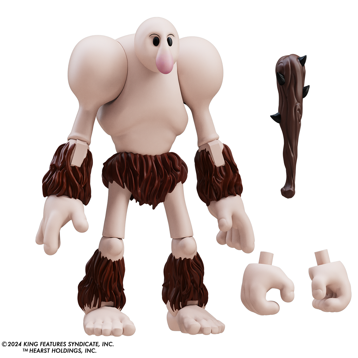 Boss Fight Studio Llc The Goon Popeye Classics figure with large arms, fur details, club accessory, and extra interchangeable hands on white background