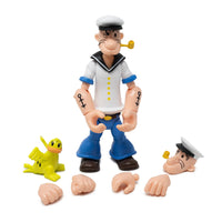 Boss Fight Studio Llc Popeye first appearance figure in white shirt blue pants with pipe extra hands and yellow bird accessory