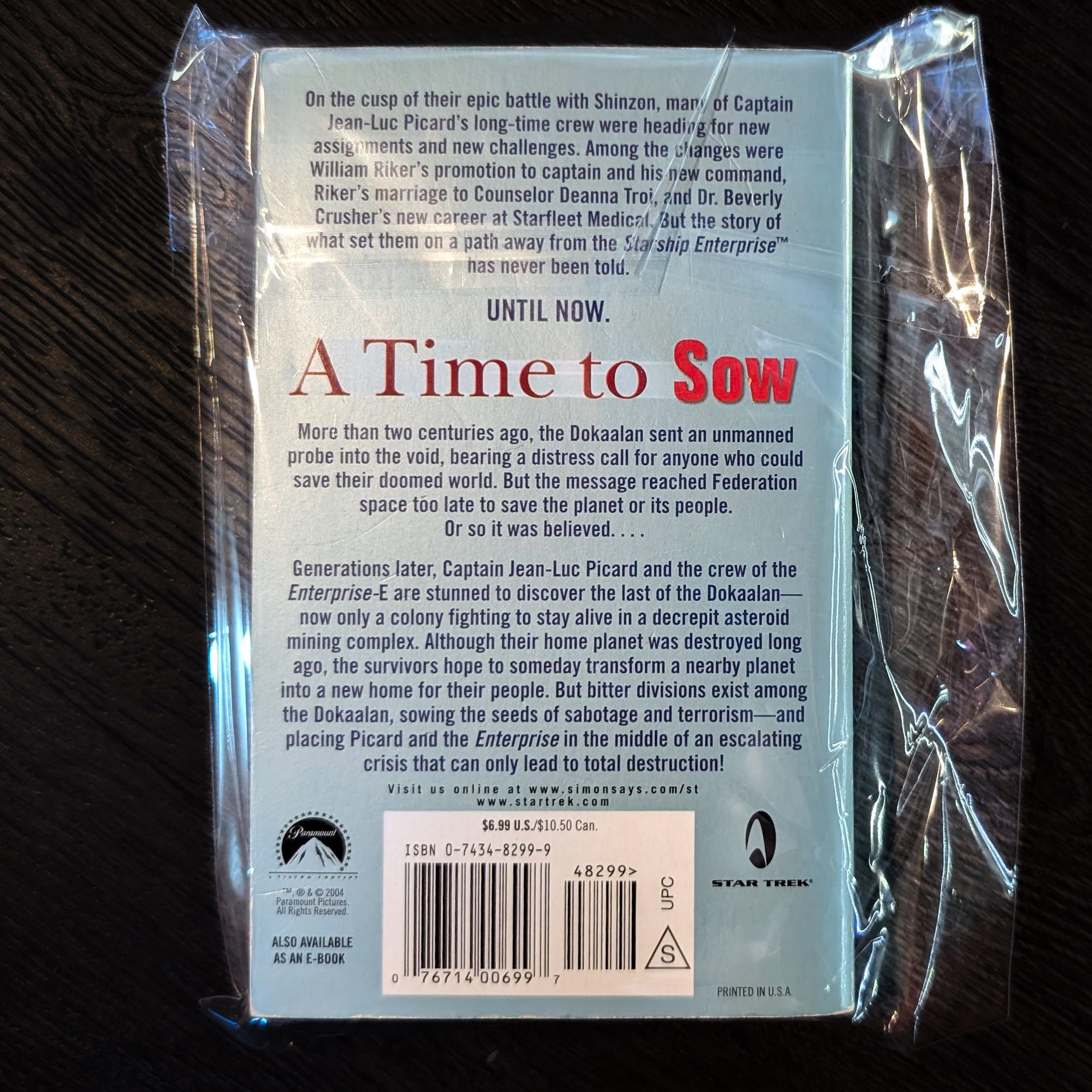 A Time To Sow: Star Trek The Next Generation Paperback Book image 1