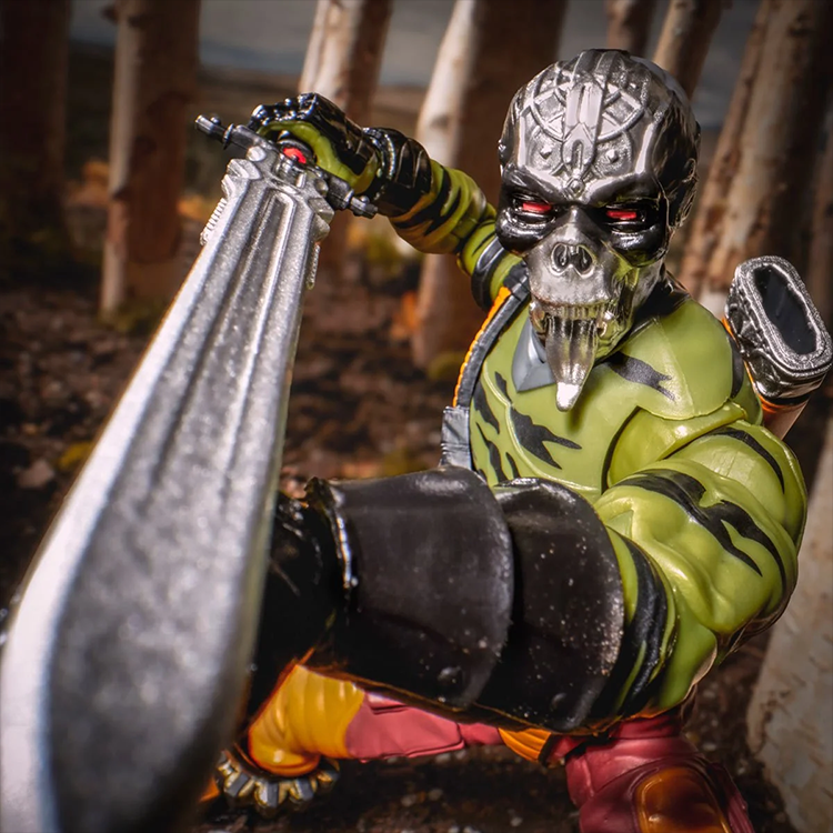 Hasbro G.I. Joe Classified Series Darklon 6-inch action figure wearing skull mask and holding silver sword close-up