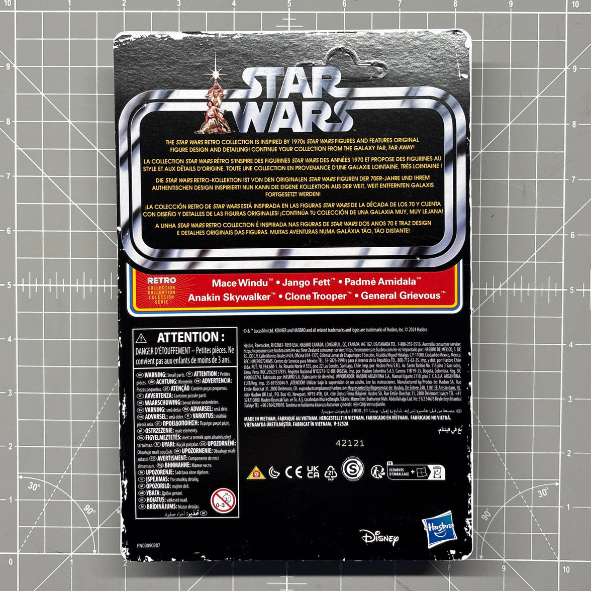 Mace Windu Star Wars Retro Collection Action Figure - in case by Kenner, back of package
