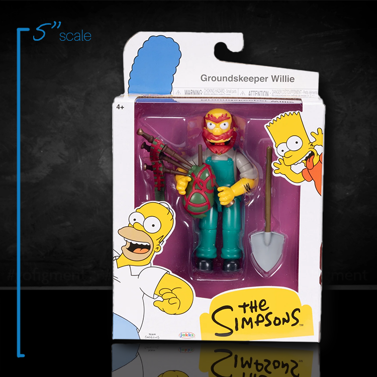 Groundskeeper Willie with Bagpipes Wave 1 Action Figure The Simpsons 5in image 0